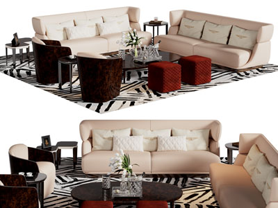 现代多人沙发 茶几组合