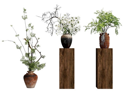 侘寂风陶艺花瓶花卉摆件组合