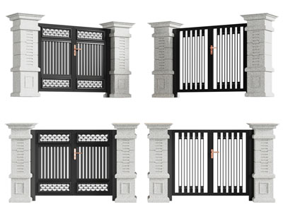 现代别墅铁艺大门3d模型 现代别墅铁艺大门