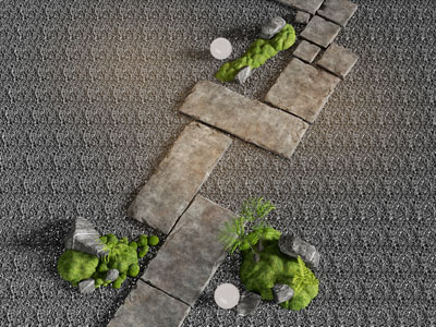 现代青石板汀步路 景观路径