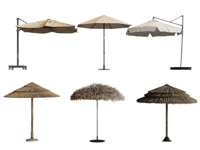 现代遮阳伞 茅草棚 遮阳棚