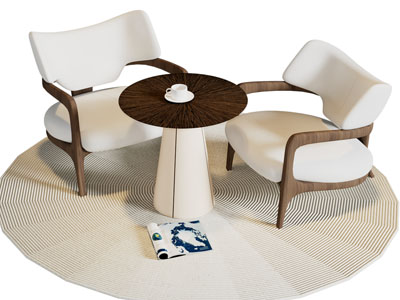 现代休闲椅子 边几