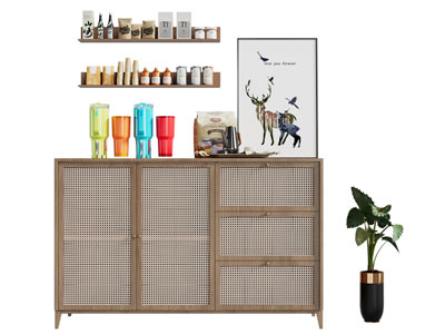 北欧餐边柜 墙面杯子置物架