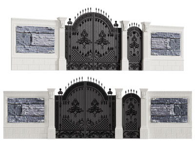 欧式别墅铁艺大门3d模型 欧式别墅铁艺大门