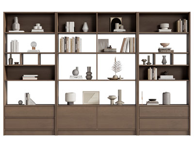 现代中古风装饰书柜