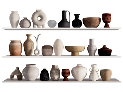 侘寂风陶艺器皿 摆件组合