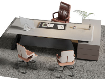 现代老板台 老板桌椅组合3d模型 现代老板台 老板桌椅组合