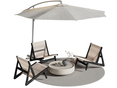 现代遮阳伞 休闲椅子
