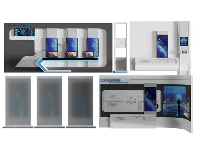 现代企业电子科技展览展示文化墙3d模型 现代企业电子科技展览展示文化墙