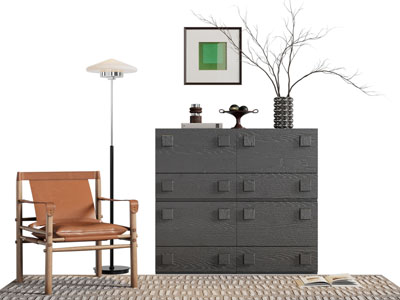 侘寂风玄关柜 边柜 斗柜 休闲椅子3d模型 侘寂风玄关柜 边柜 斗柜 休闲椅子