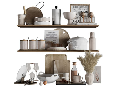 现代碗碟锅具餐具置物架 厨房用品摆件组合