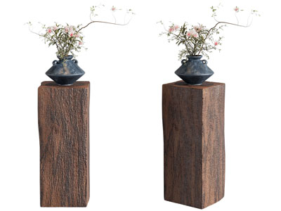 侘寂风花瓶花卉3d模型 侘寂风花瓶花卉