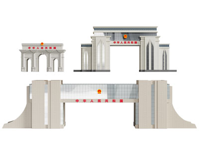 简欧大门 门头 国界大门3d模型 简欧大门 门头 国界大门