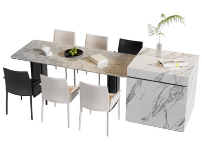 现代吧台餐桌椅组合3d模型 现代吧台餐桌椅组合