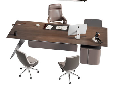 现代老板台 老板桌椅组合3d模型 现代老板台 老板桌椅组合