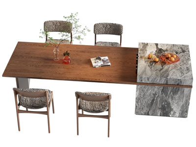 现代吧台餐桌椅组合3d模型 现代吧台餐桌椅组合