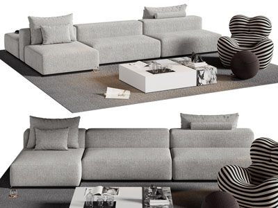 现代双向多人沙发 茶几组合