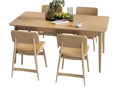 现代实木餐桌椅组合3d模型 现代实木餐桌椅组合