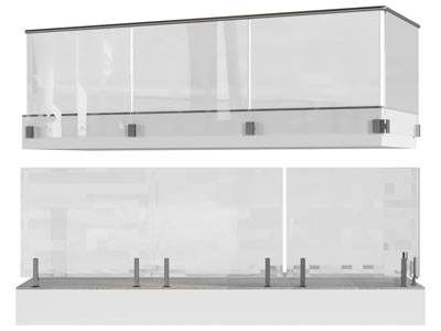 现代玻璃栏杆 护栏 围栏 阳台围栏