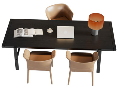 现代长方形餐桌椅组合3d模型 现代长方形餐桌椅组合