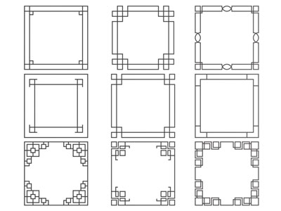 新中式雕花边框 线条 角线