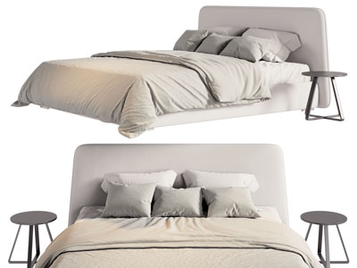 现代布艺双人床