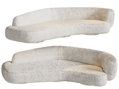 侘寂风弧形多人沙发