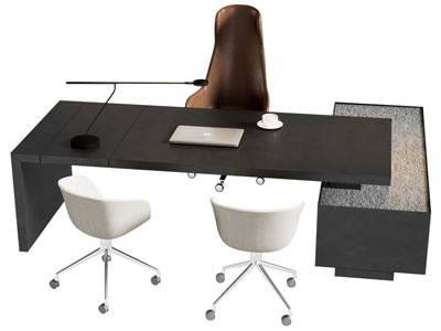 现代老板台 老板桌椅组合3d模型 现代老板台 老板桌椅组合