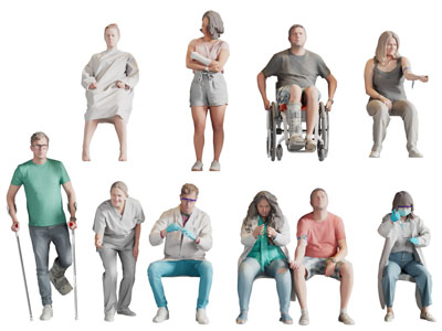 现代男人 女人 多人 人物 坐轮椅的男人3d模型 现代男人 女人 多人 人物 坐轮椅的男人