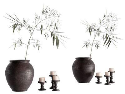 现代陶艺花瓶 烛台摆件组合
