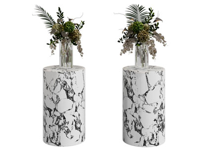 现代玻璃花瓶花卉3d模型 现代玻璃花瓶花卉