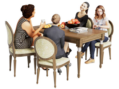 现代坐在餐桌边的女人 多人 人物3d模型 现代坐在餐桌边的女人 多人 人物