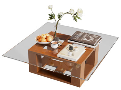现代方形玻璃茶几3d模型 现代方形玻璃茶几