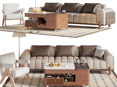 现代多人沙发 茶几组合