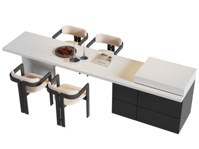 现代吧台餐桌椅组合3d模型 现代吧台餐桌椅组合
