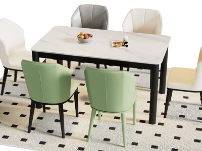 现代长方形餐桌椅组合3d模型 现代长方形餐桌椅组合
