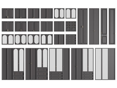 法式柜门 玻璃衣柜柜门3d模型 法式柜门 玻璃衣柜柜门