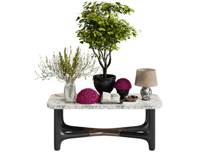 现代端景台花瓶花卉 台灯美陈