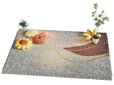 现代长方形地毯3d模型 现代长方形地毯