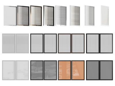 现代夹丝玻璃窗户窗扇3d模型 现代夹丝玻璃窗户窗扇