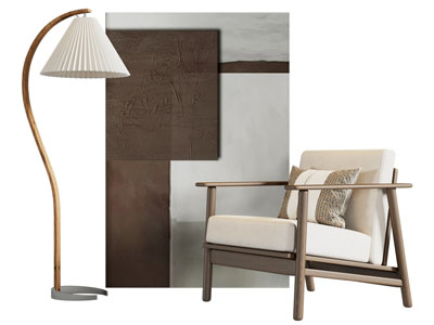 现代休闲椅子 落地灯 地画