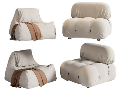 现代奶油风懒人沙发 单人沙发3d模型 现代奶油风懒人沙发 单人沙发