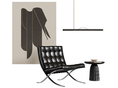 现代休闲椅子 边几