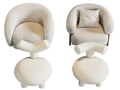 现代奶油风单人沙发