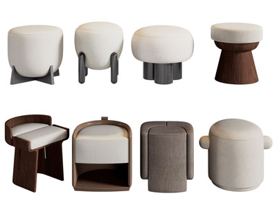 侘寂风圆形沙发凳子 坐墩 换鞋凳