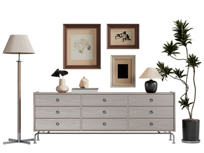 现代玄关柜 边柜 落地灯3d模型 现代玄关柜 边柜 落地灯