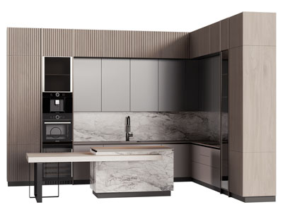 现代整体橱柜 厨房中岛台3d模型 现代整体橱柜 厨房中岛台