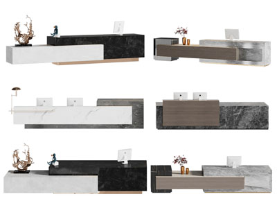 现代前台接待台3d模型 现代前台接待台