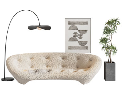 侘寂风多人沙发 落地灯