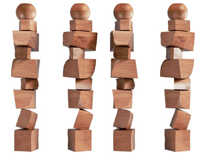 现代几何木头摆件组合